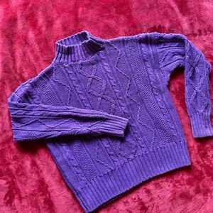 Vintage Purple Cable Knit Sweater mock turtleneck Women’s Size Medium